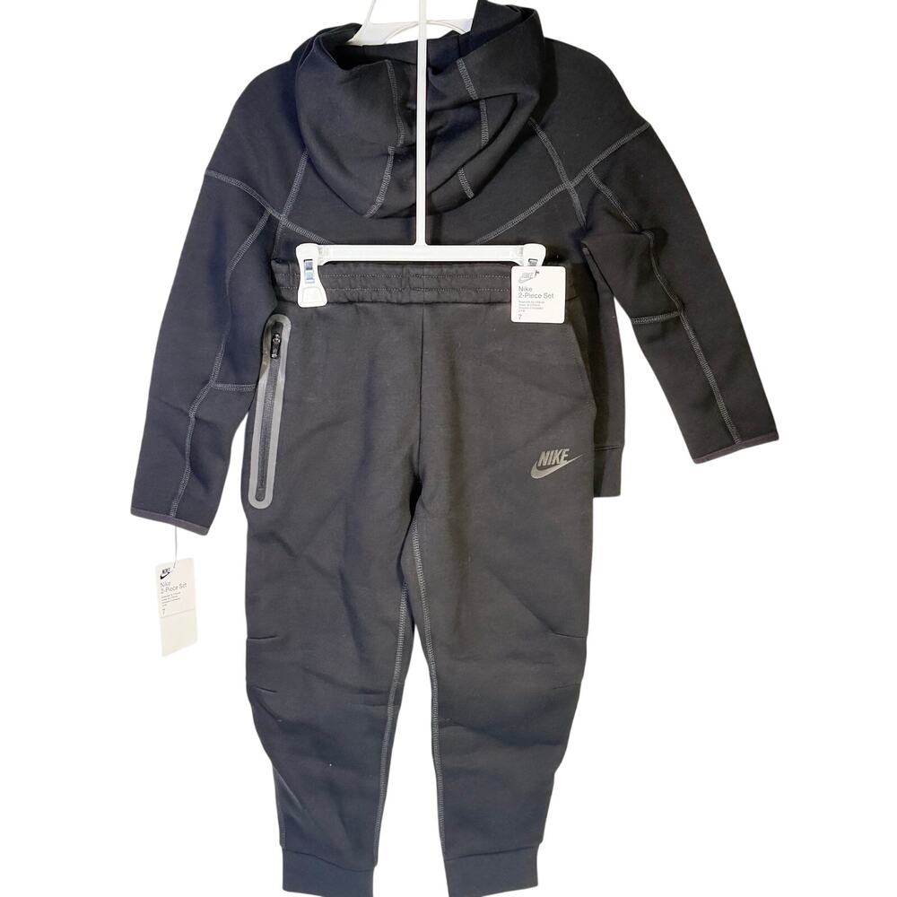 Nike Kids Tech Fleece Full-Zip Hoodie & Jogger Set Black Size 7 NWT - Picture 9 of 9